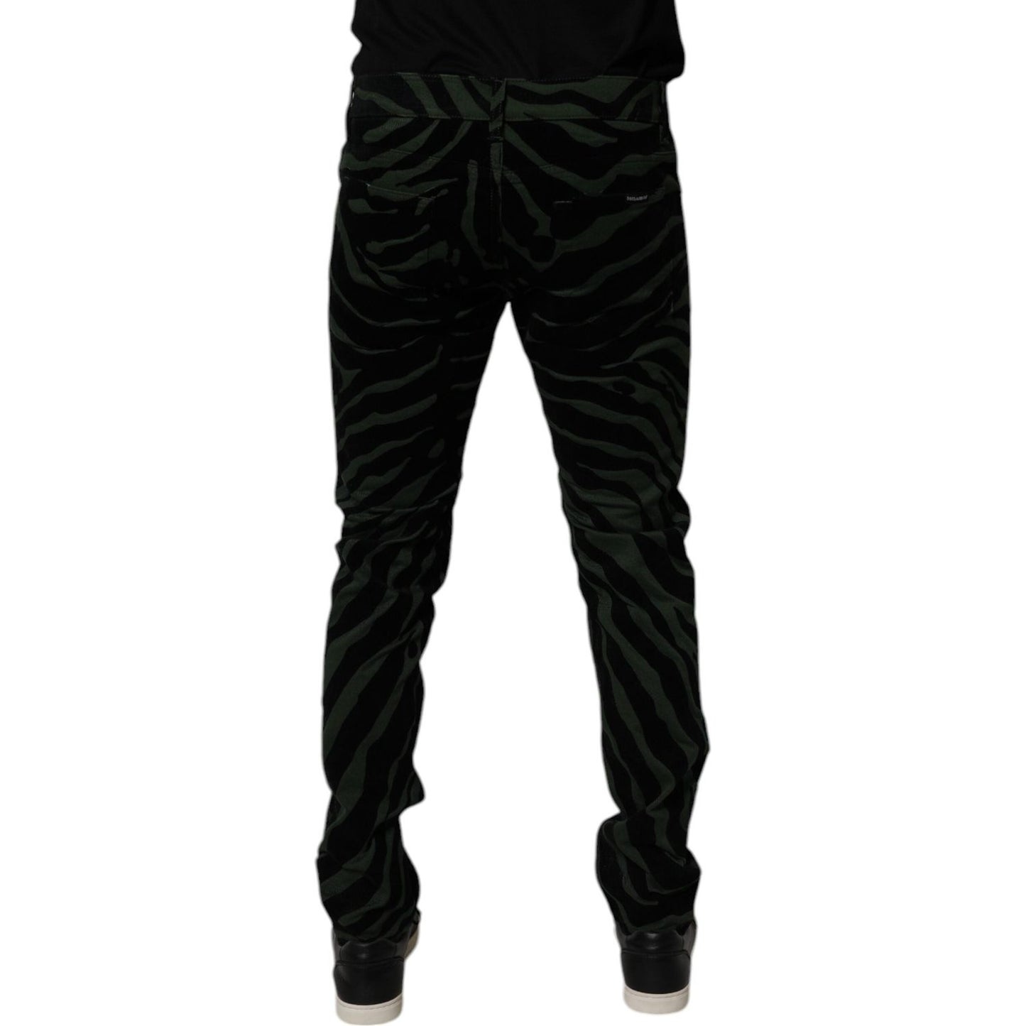 Dolce & Gabbana Black Green Stripes Cotton Skinny Denim Jeans PAN75150-48