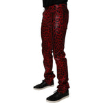 Dolce & Gabbana Red Leopard Cotton Slim Fit Denim Jeans PAN75154-48