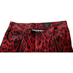 Dolce & Gabbana Red Leopard Cotton Slim Fit Denim Jeans PAN75154-48