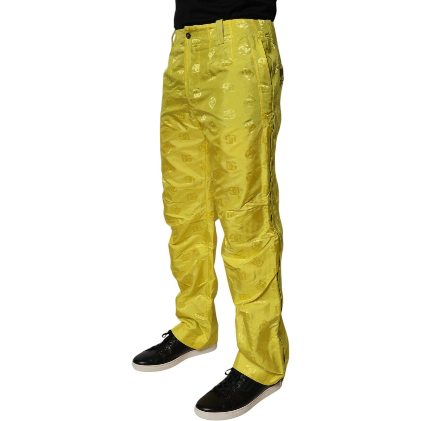 Dolce & Gabbana Yellow DG Monogram Polyester Straight Pants PAN75163-48