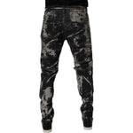 Dolce & Gabbana Black Tie Dye Cotton Skinny Zip Denim Jeans PAN75171-50