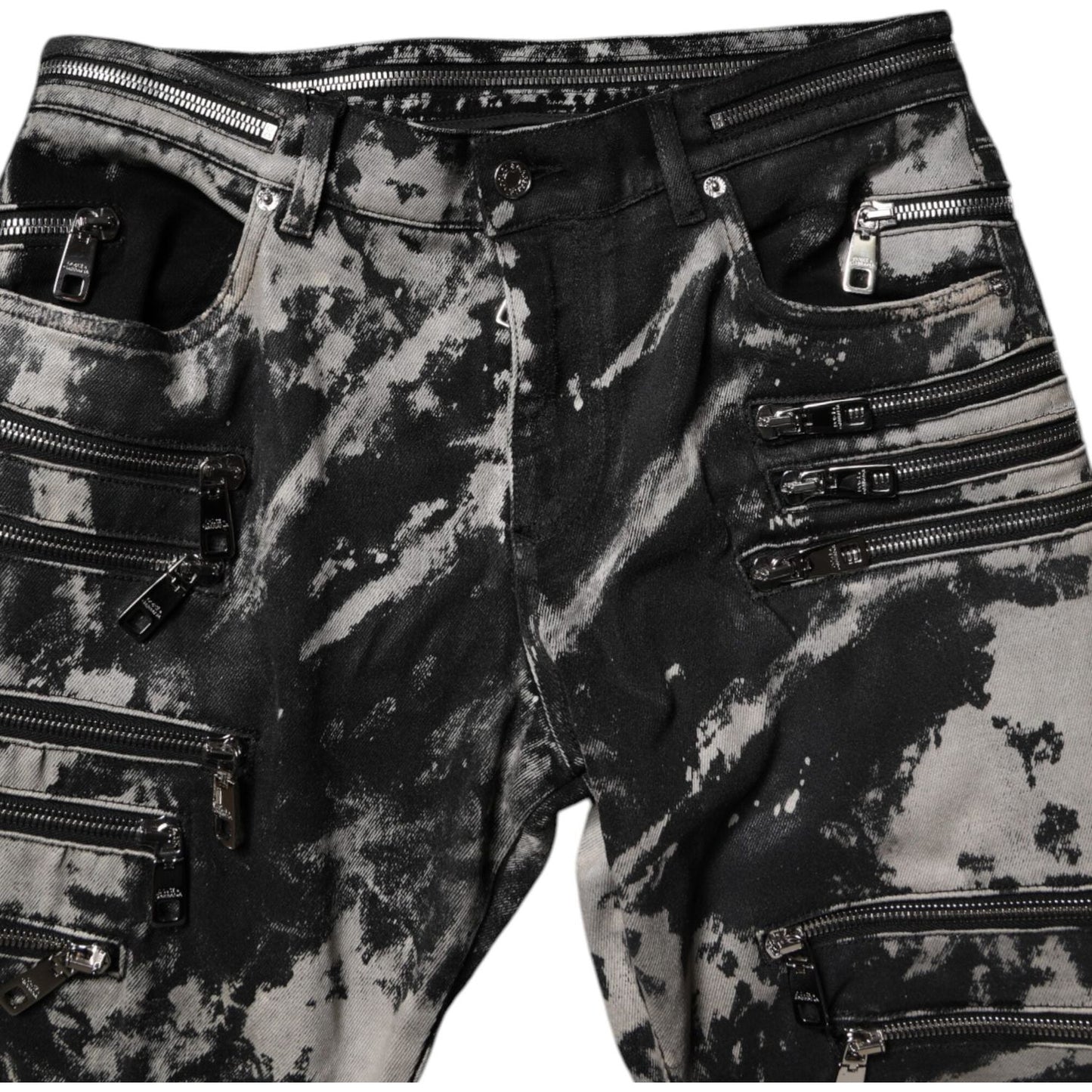 Dolce & Gabbana Black Tie Dye Cotton Skinny Zip Denim Jeans PAN75171-50