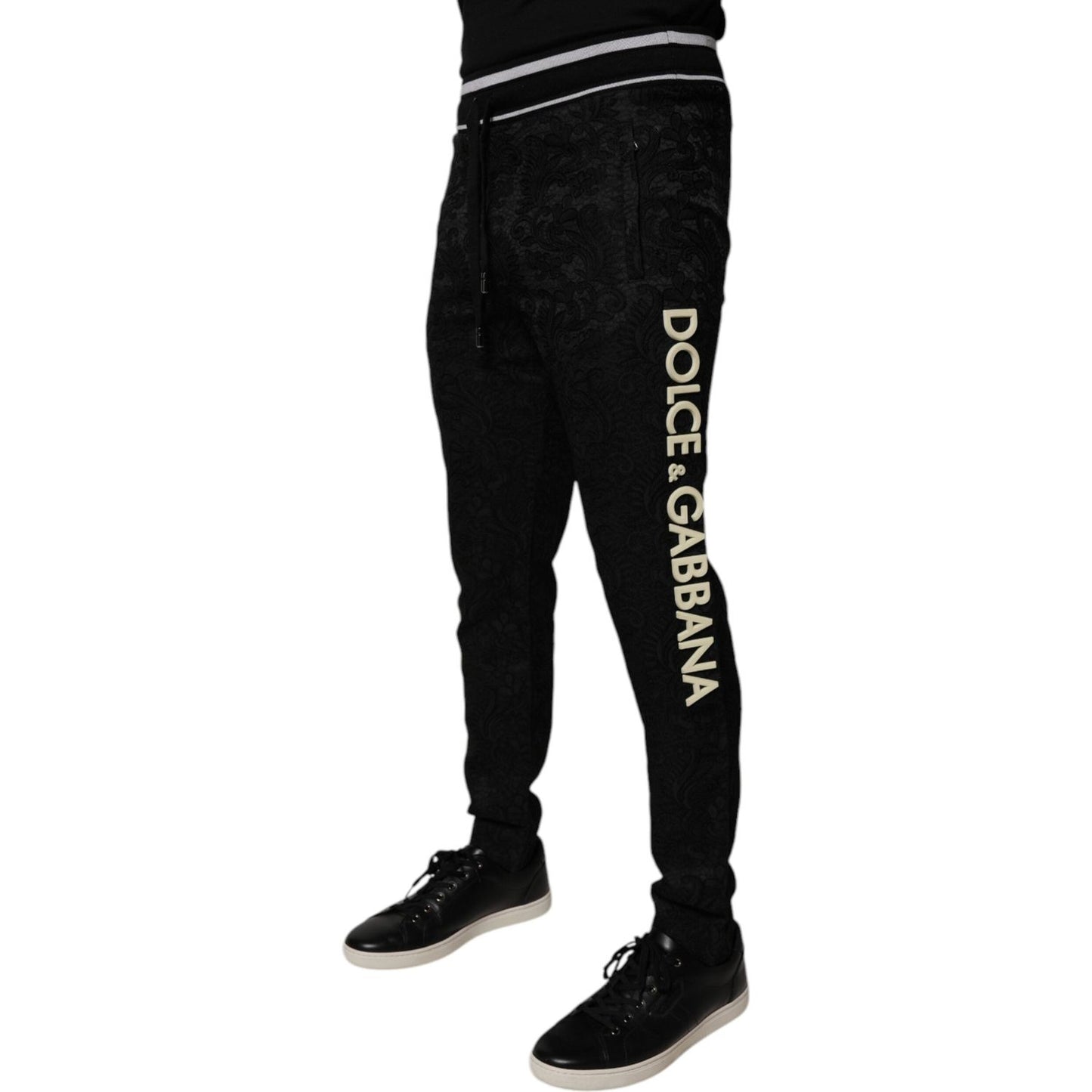 Dolce & Gabbana Black Mid Waist Jogger Men Sweatpants Pants PAN75224-44