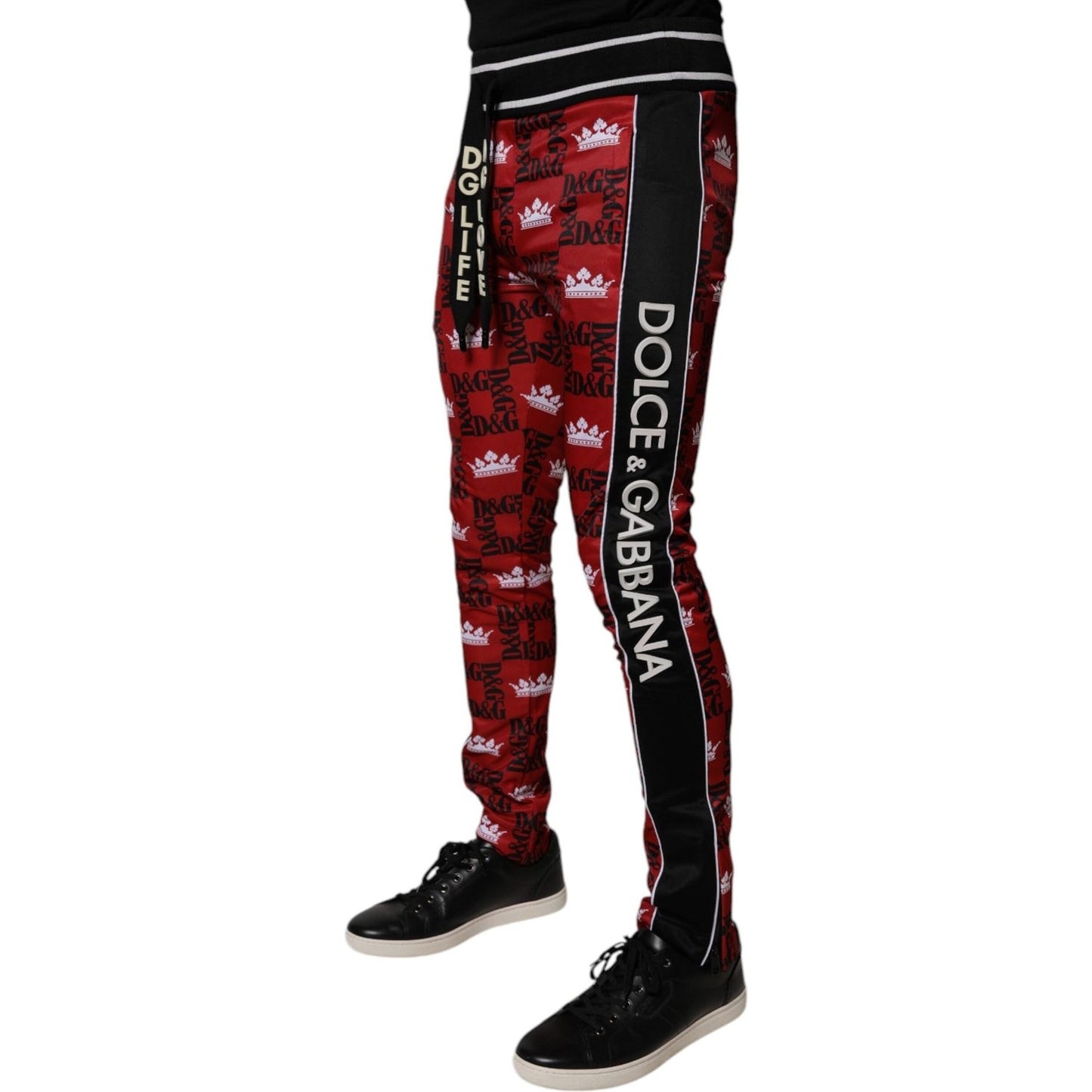 Dolce & Gabbana Red Crown Logo Monogram Men Sweatpants Pants PAN75230-44