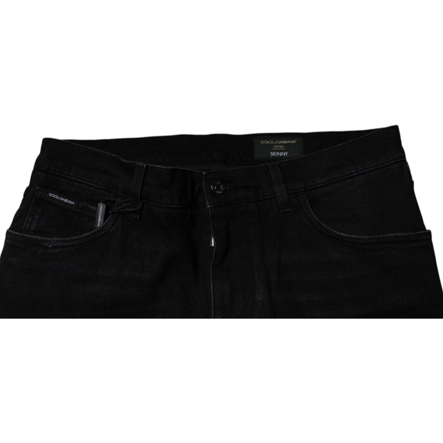 Dolce & Gabbana Black Ripped Cotton Skinny Men Denim Jeans PAN75231-50