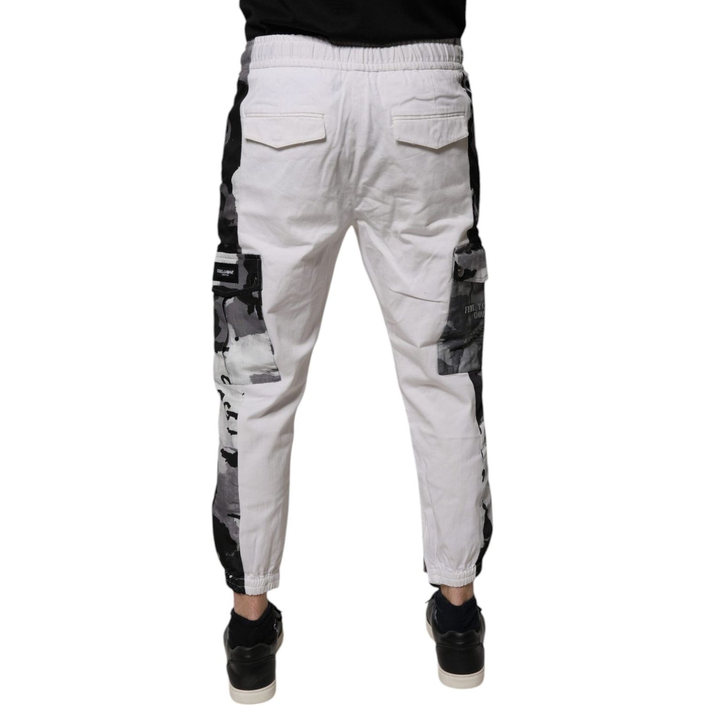 Dolce & Gabbana White Cotton Cargo Jogger Sweatpants Pants PAN75232-44
