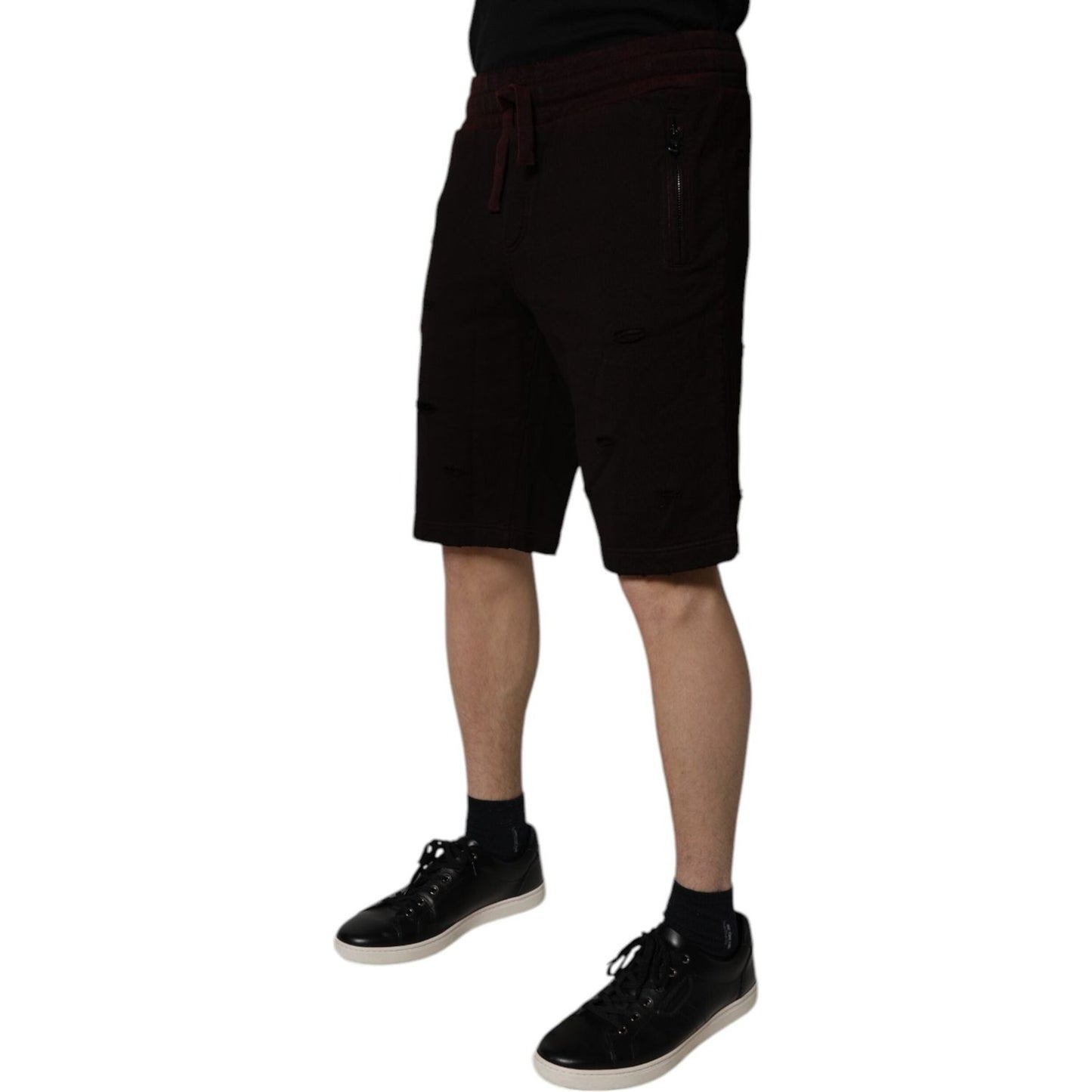 Dolce & Gabbana Maroon Cotton Sweatshorts Men Bermuda Shorts