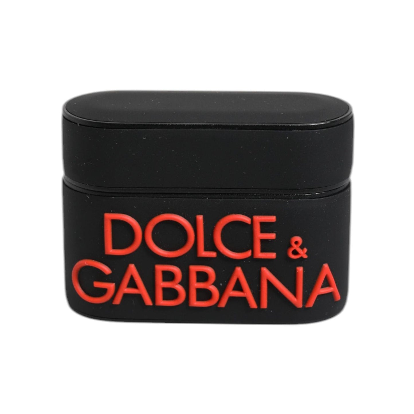 Dolce & Gabbana Black Orange Silicone Embossed Logo Airpods Case SMY10656