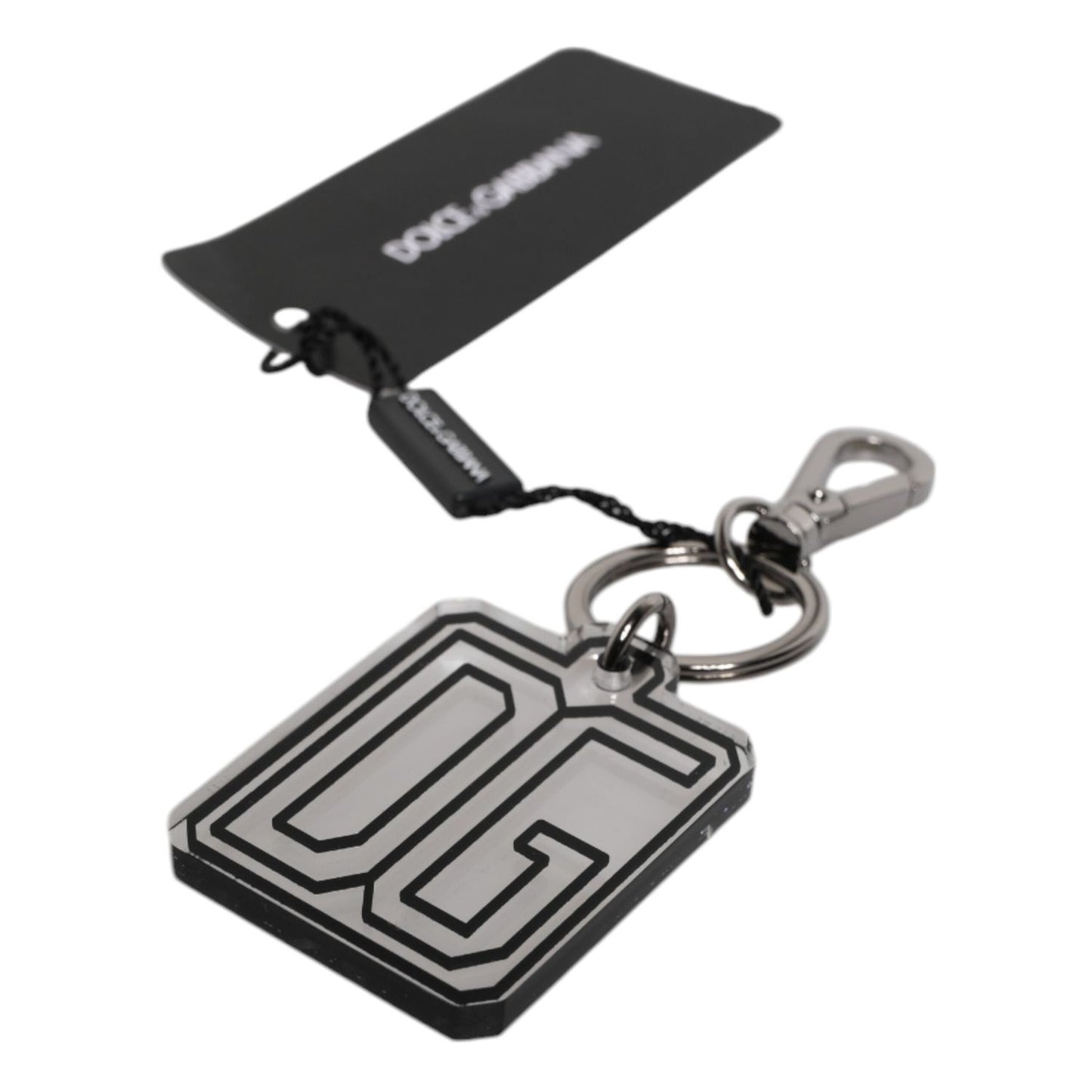 Dolce & Gabbana Gray Black DG Rubber Logo Silver Men's Keychain Keyring SMY10677