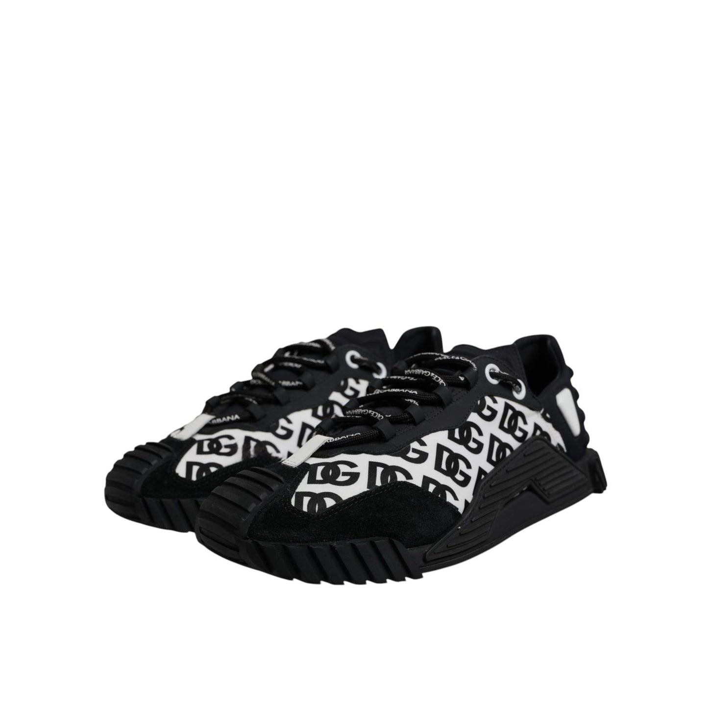 Dolce & Gabbana Black Logo Lace Up Low Top NS1 Sneakers Shoes MV7199-44