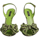 Dolce & Gabbana Green Python Leather Heels Sandals Shoes LA12554-35.5
