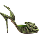 Dolce & Gabbana Green Python Leather Heels Sandals Shoes LA12554-35.5