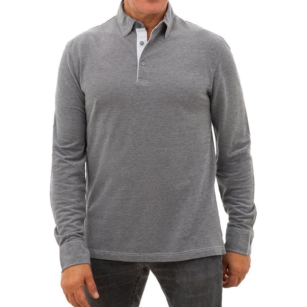 Corneliani Gray Cotton Polo Shirt Corneliani Dim Gray