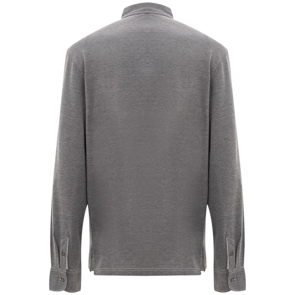Corneliani Gray Cotton Polo Shirt Corneliani Dim Gray