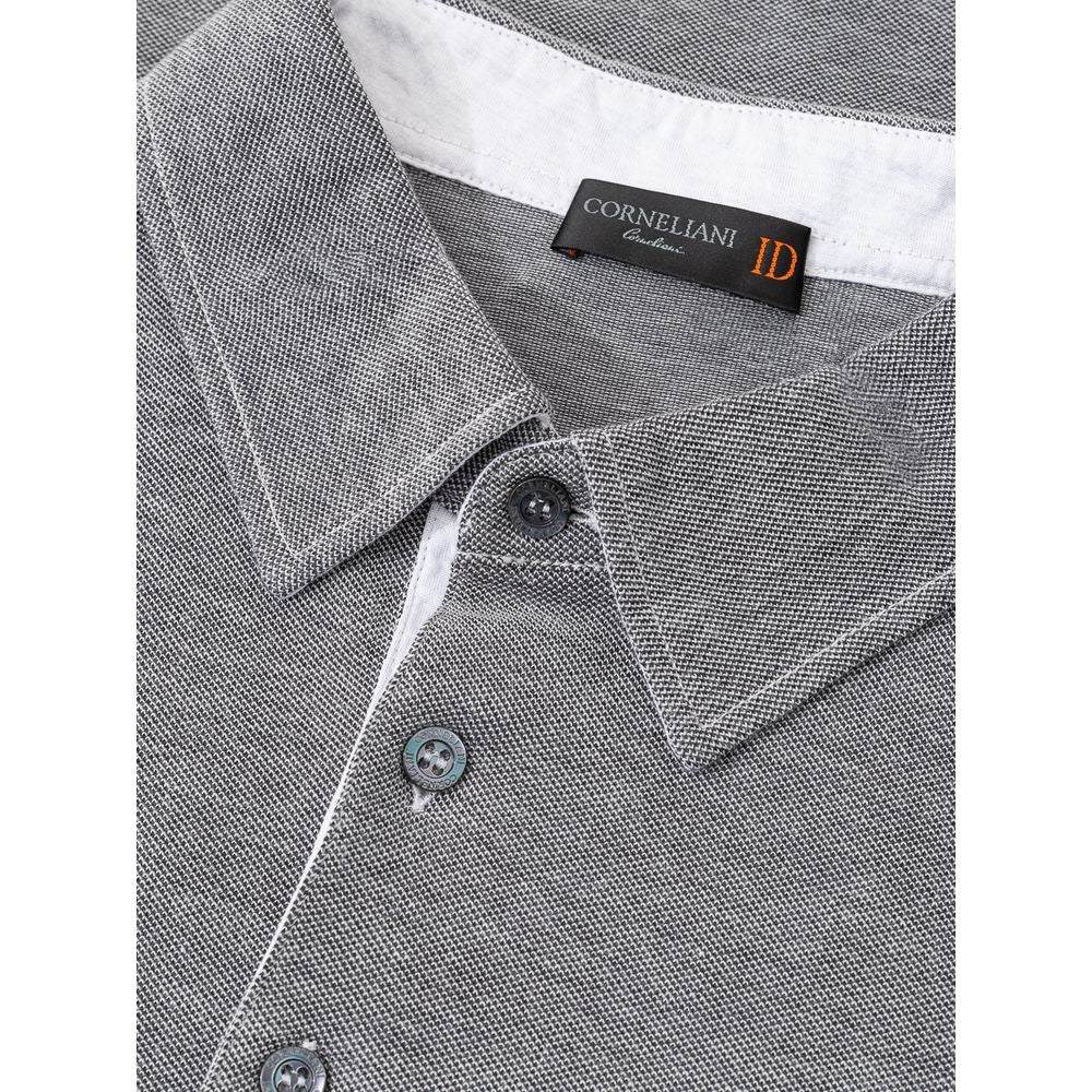 Corneliani Gray Cotton Polo Shirt Corneliani Light Slate Gray