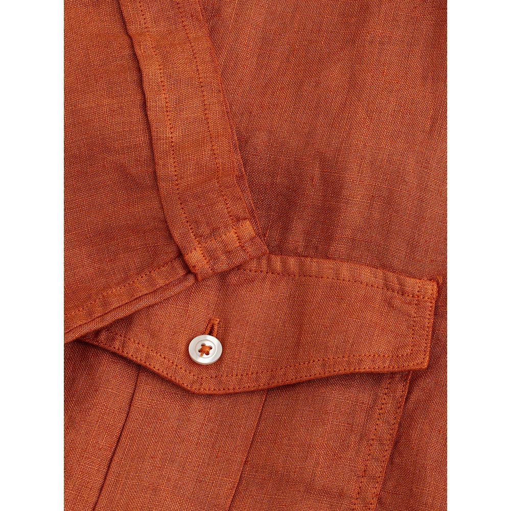 Gran Sasso Elegant Linen Brown Shirt for Men Gran Sasso Brown