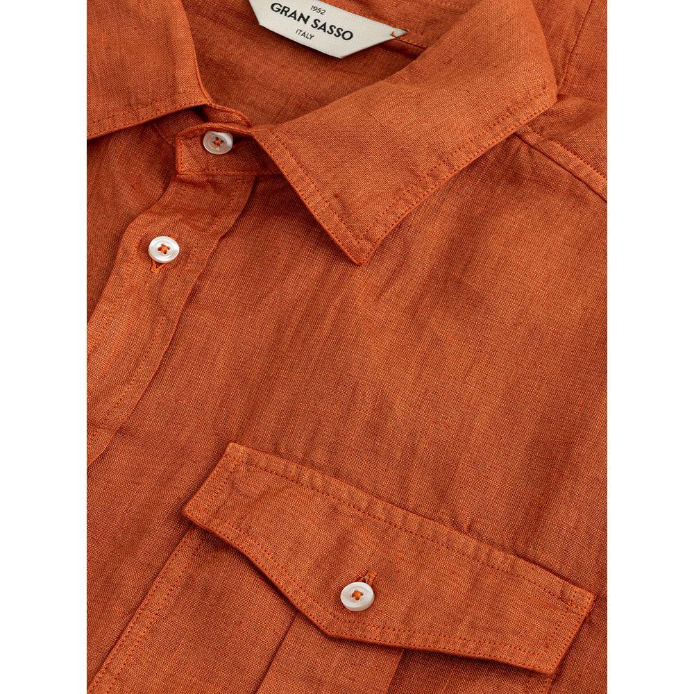 Gran Sasso Elegant Linen Brown Shirt for Men Gran Sasso Sienna