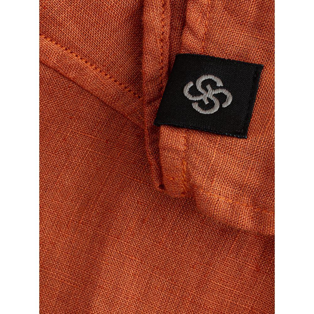 Gran Sasso Elegant Linen Brown Shirt for Men Gran Sasso Saddle Brown