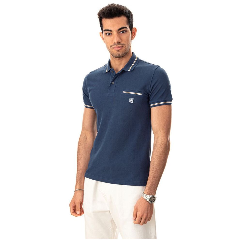 Corneliani Elegant Blue Italian Cotton Polo Shirt Corneliani Wheat