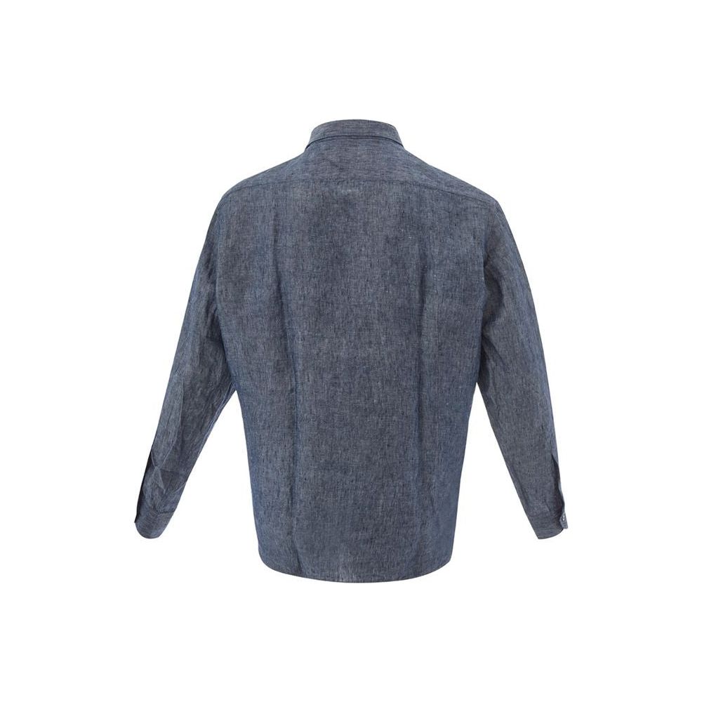 Lardini Elegant Flax Blue Shirt for Men Lardini Dim Gray
