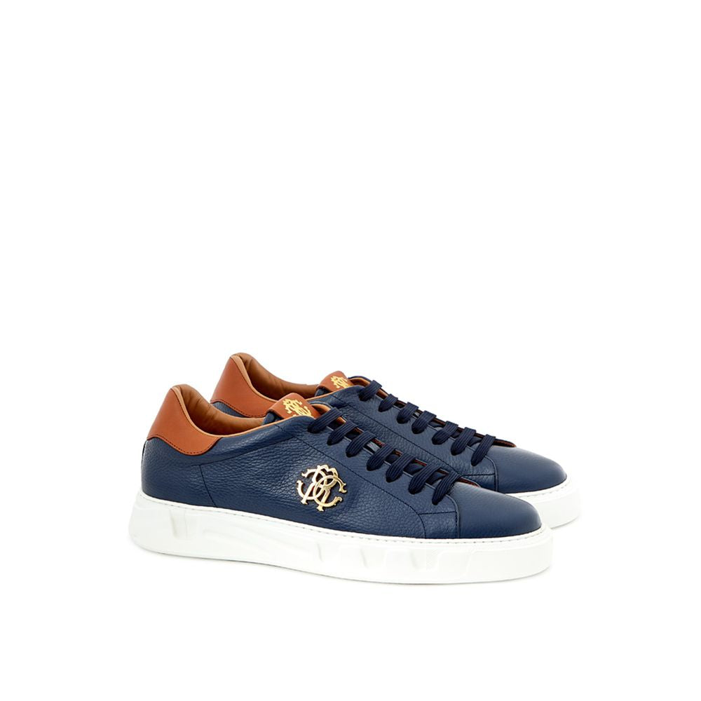 Roberto Cavalli Blue Leather Sneaker RO-279673-EU46/US12