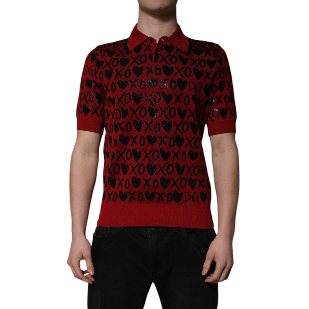Dolce & Gabbana Red Cotton XOXO Collared Polo T-shirt TSH84558-46