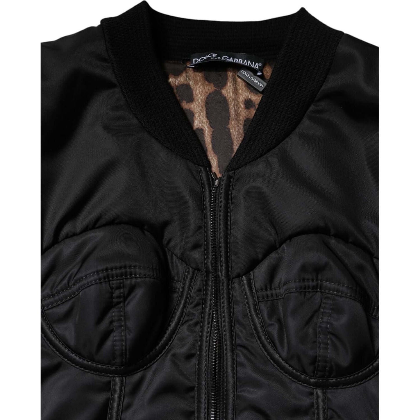 Dolce & Gabbana Black Nylon Full Zip Bustier Corset Jacket