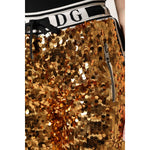 Dolce & Gabbana Metallic Gold DG Logo Sequined Jogger Pants