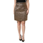 Dolce & Gabbana Brown Polyester Brocade A-line Mini Skirt SKI2058-46