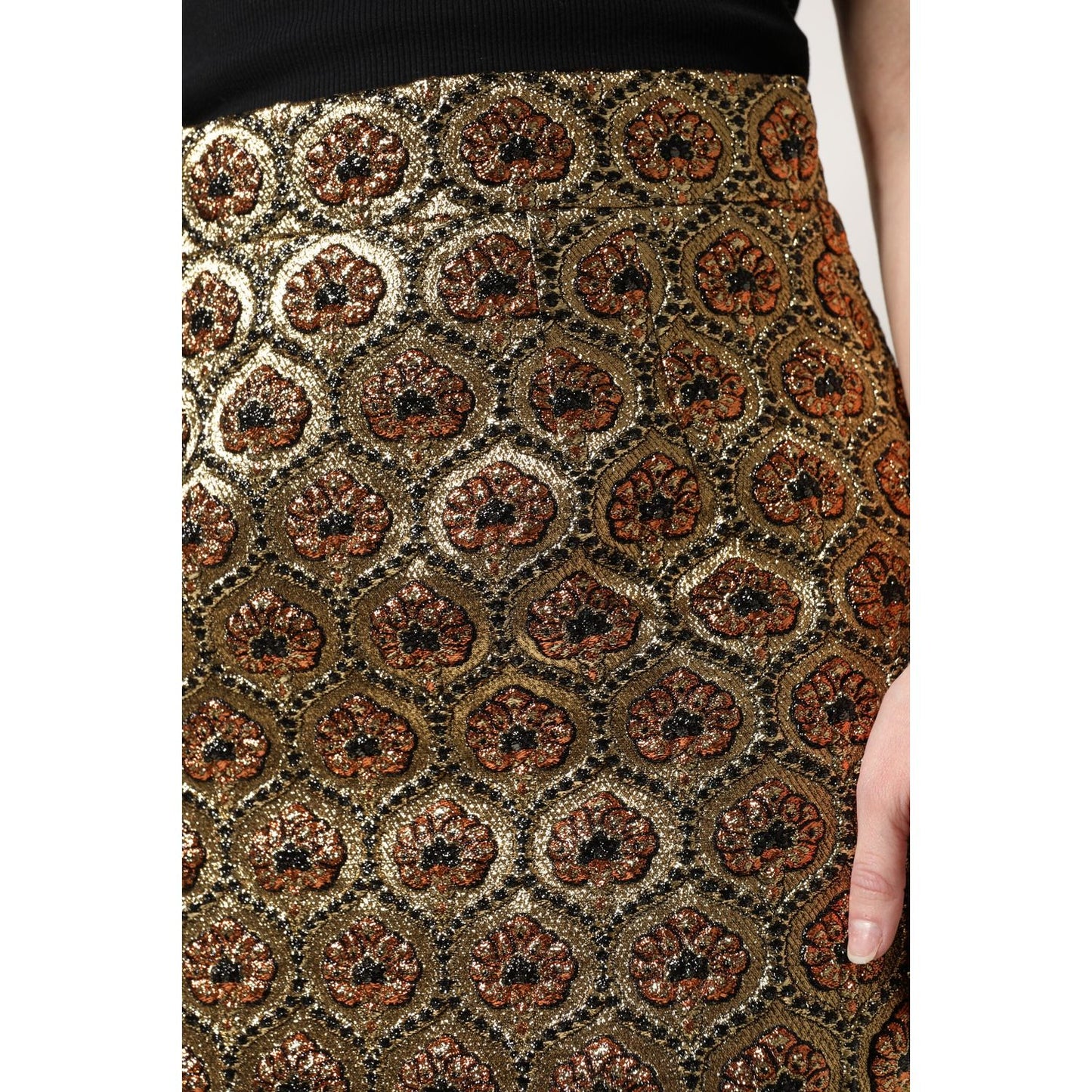 Dolce & Gabbana Brown Polyester Brocade A-line Mini Skirt SKI2058-46