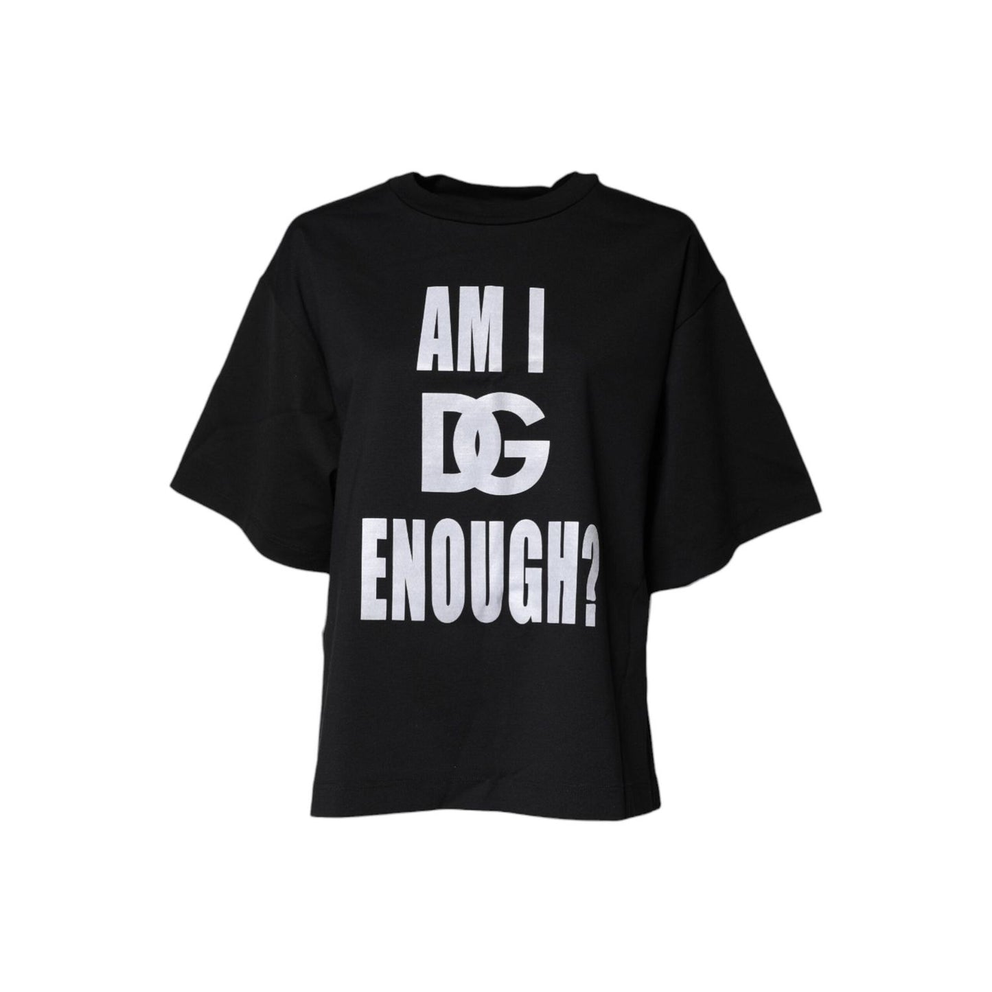 Dolce & Gabbana Black Printed Cotton Crew Neck Tee T-shirt