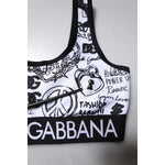 Dolce & Gabbana White Graffiti Print Logo Band Sports Bra Top