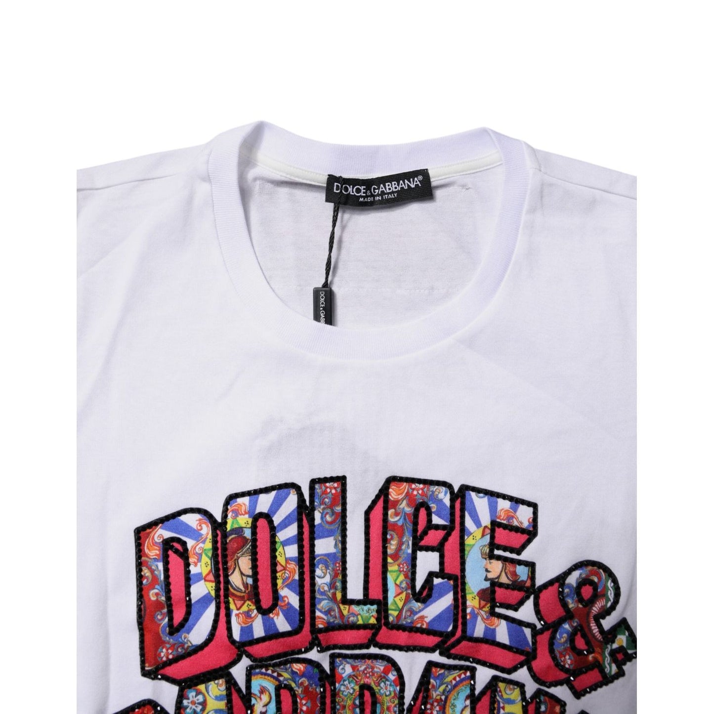 Dolce & Gabbana White Cotton Logo Print Round Neck T-shirt TSH87013-36