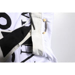 Dolce & Gabbana White Cotton Silk Blend Ascot Collar T-shirt