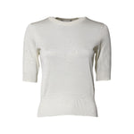 Dolce & Gabbana Cream Short Sleeve Silk Round Neck Blouse Top