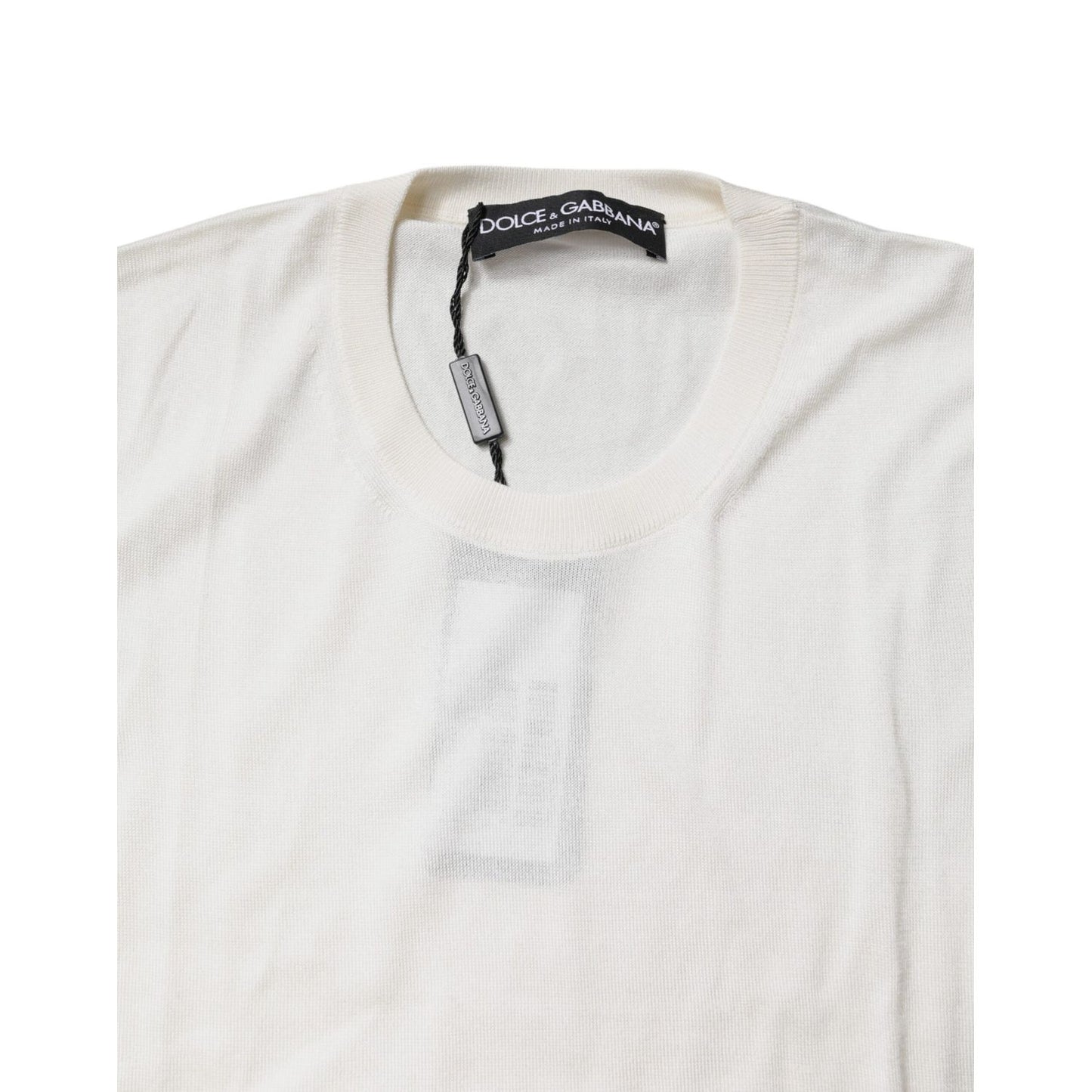 Dolce & Gabbana Cream Sleeveless Silk Round Neck Tank Top