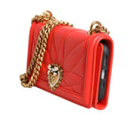 Dolce & Gabbana Red Leather Quilted Devotion Crossbody Phone Cover Bag