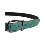 Dolce & Gabbana Green Ostrich Leather Silver Metal Buckle Belt BEL9276-80