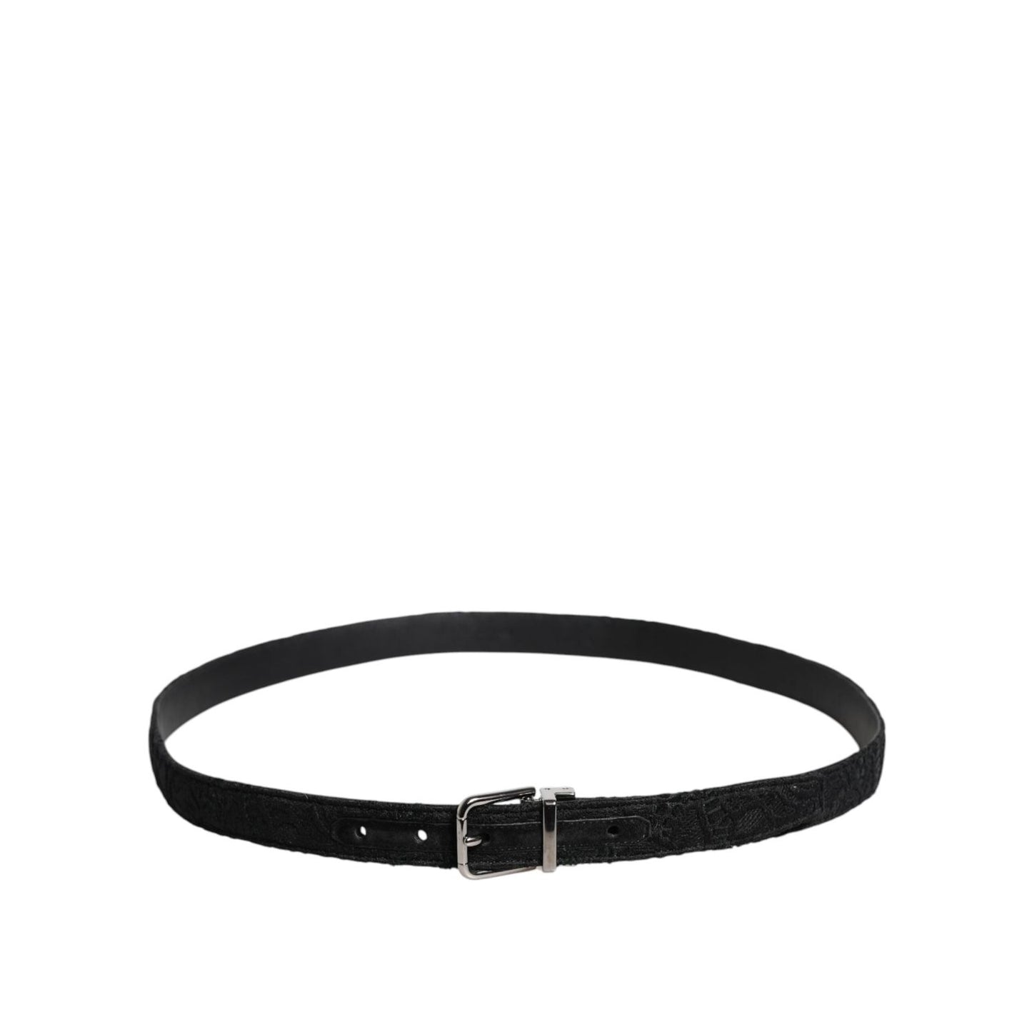 Dolce & Gabbana Black Cotton Blend Silver Metal Buckle Belt BEL9281-110