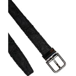 Dolce & Gabbana Black Cotton Blend Silver Metal Buckle Belt BEL9281-110
