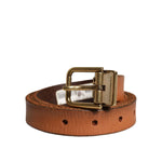 Dolce & Gabbana Brown Leather Gold Tone Metal Buckle Belt BEL9285-90