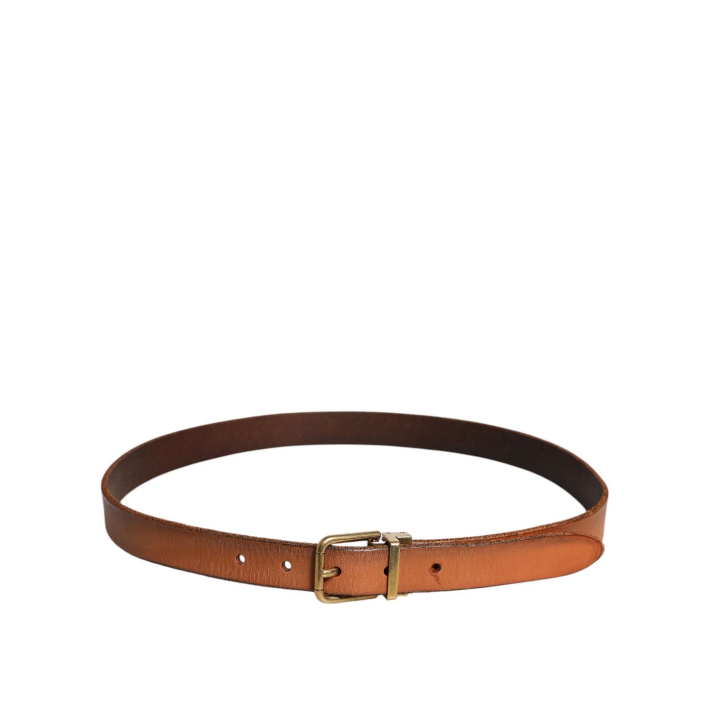 Dolce & Gabbana Brown Leather Gold Tone Metal Buckle Belt BEL9285-90