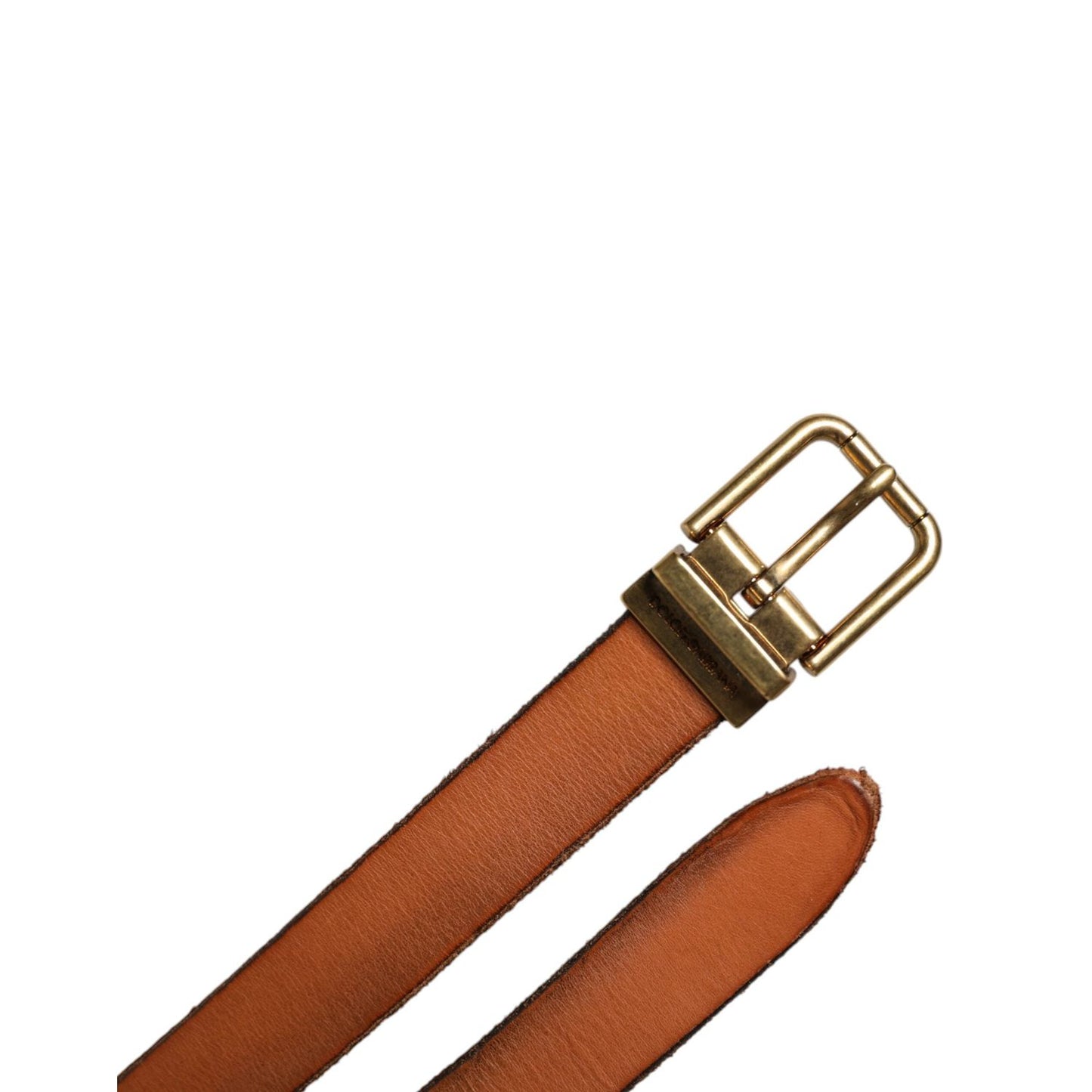 Dolce & Gabbana Brown Leather Gold Tone Metal Buckle Belt BEL9285-90