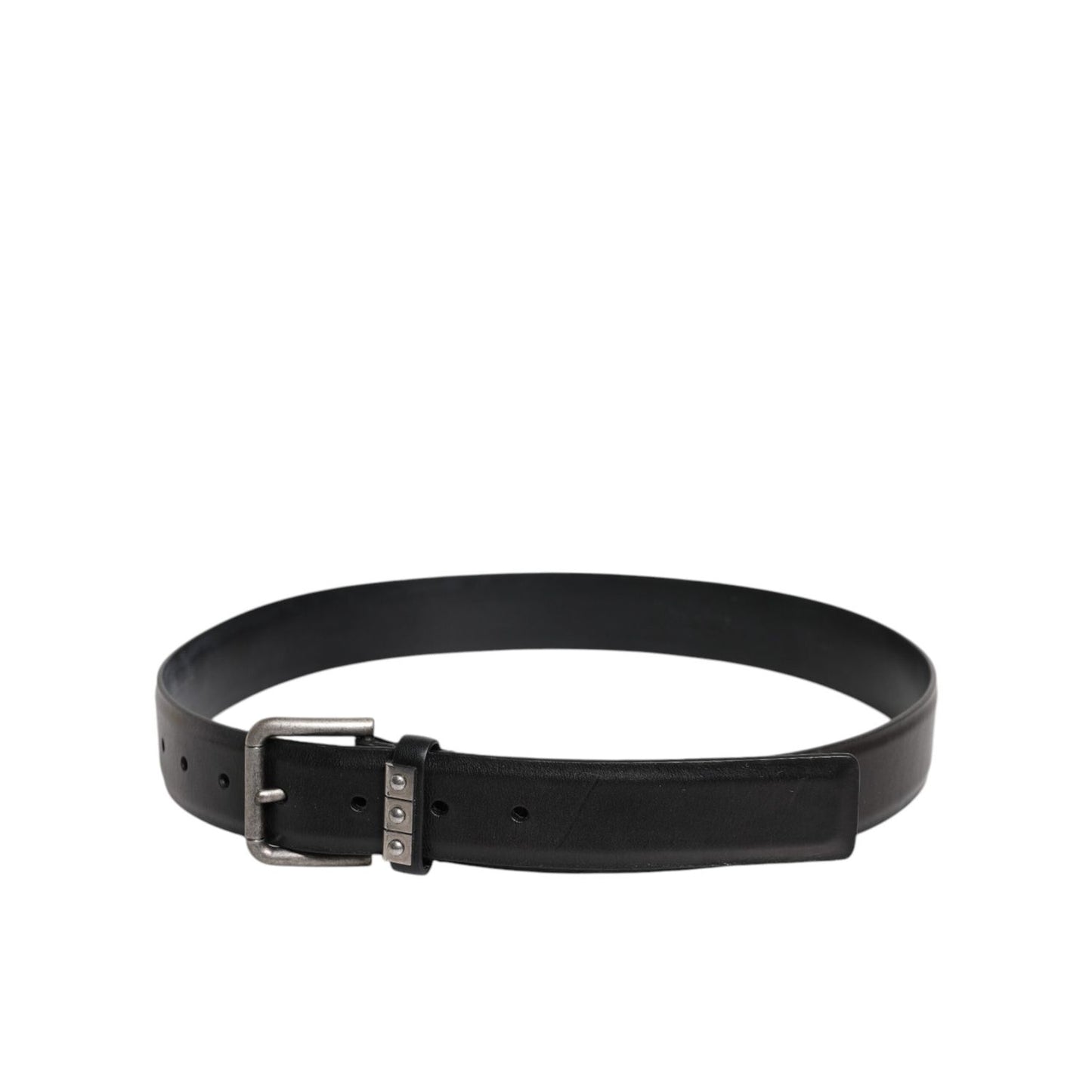 Dolce & Gabbana Black Leather Metal Buckle Classic Belt BEL9291-90