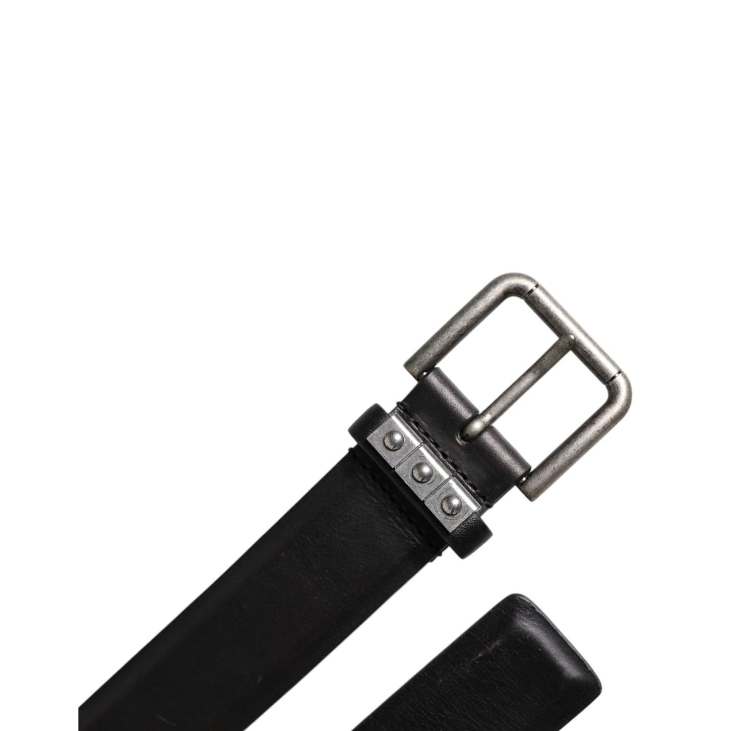 Dolce & Gabbana Black Leather Metal Buckle Classic Belt BEL9291-90