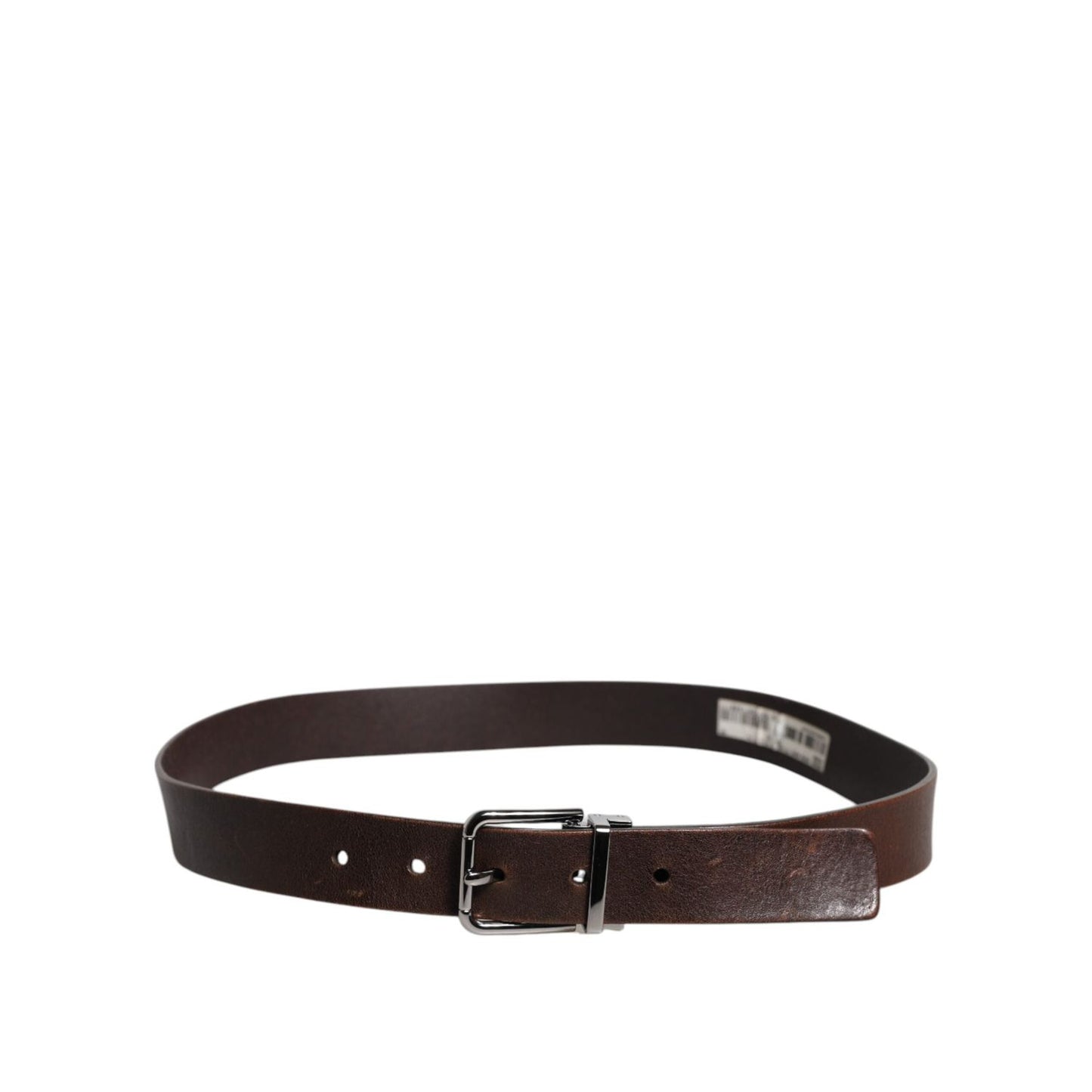 Dolce & Gabbana Brown Leather Classic Metal Logo Buckle Belt BEL9312-90
