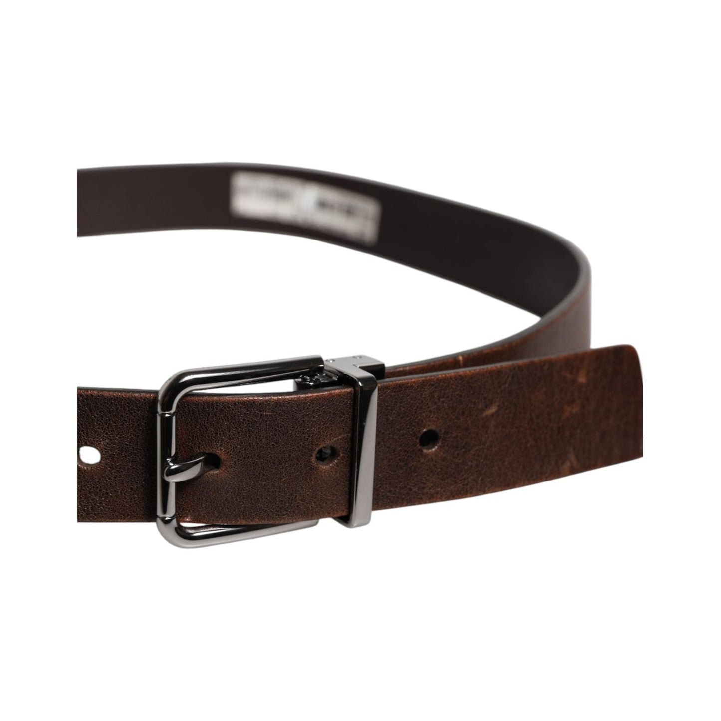 Dolce & Gabbana Brown Leather Classic Metal Logo Buckle Belt BEL9312-90