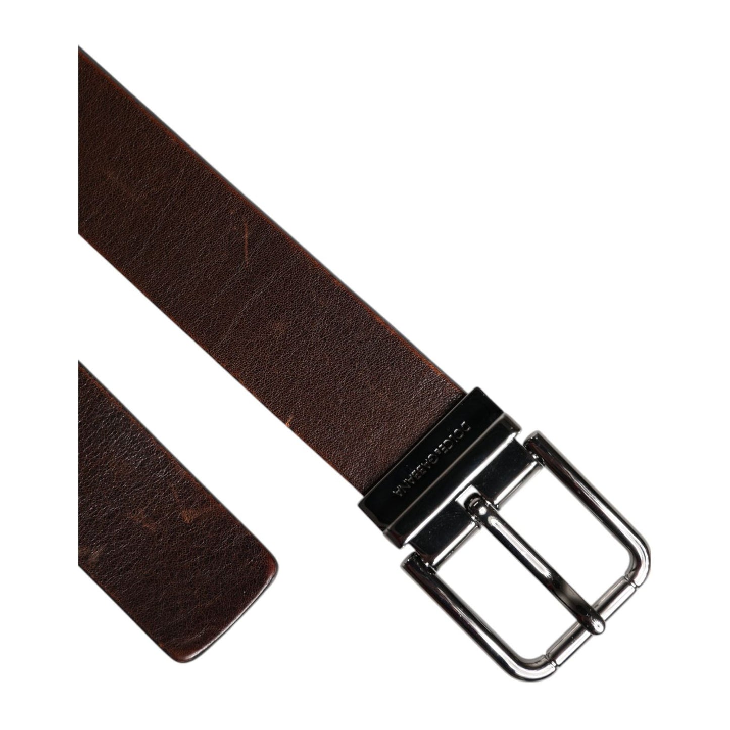 Dolce & Gabbana Brown Leather Classic Metal Logo Buckle Belt BEL9312-90