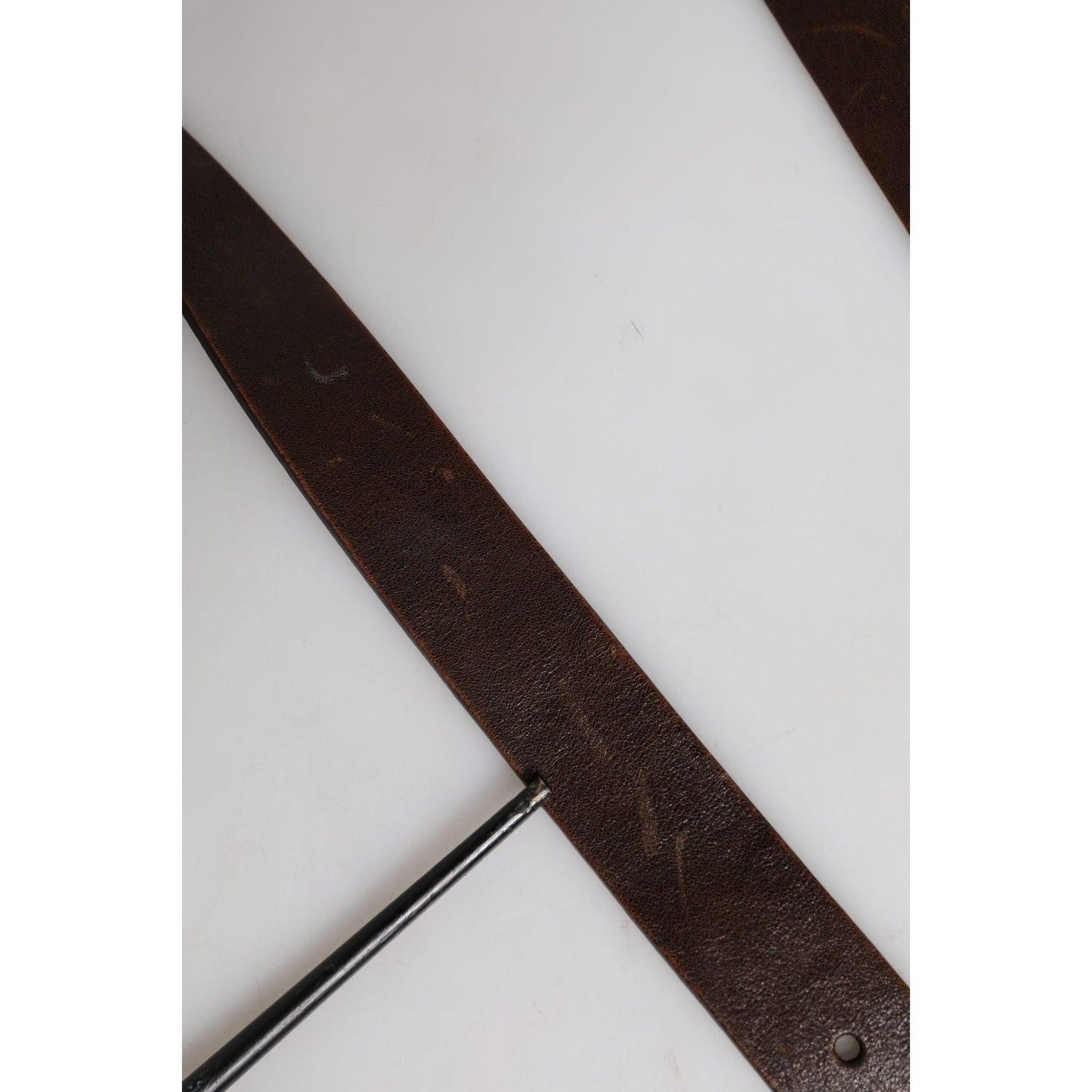 Dolce & Gabbana Brown Leather Classic Metal Logo Buckle Belt BEL9312-90