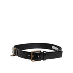 Dolce & Gabbana Black Leather DG Logo Plaque Buckle Belt BEL9318-90